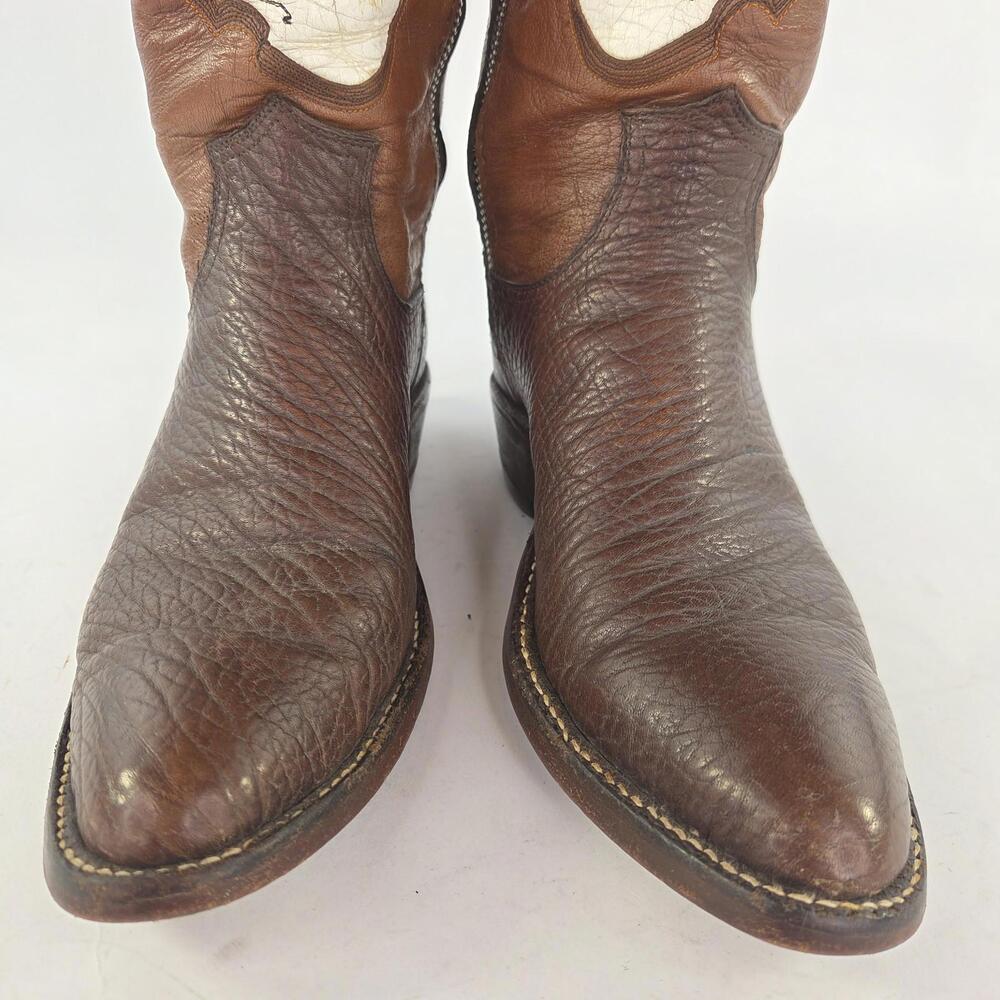VTG Great Western Custom Boot Two-Tone Leather Boot US 9 Men Side Zip Cowboy - Picture 10 of 15